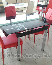 Стеклянный  кухонный стол. Обеденный  раздвижной  стол трансформер B08-758