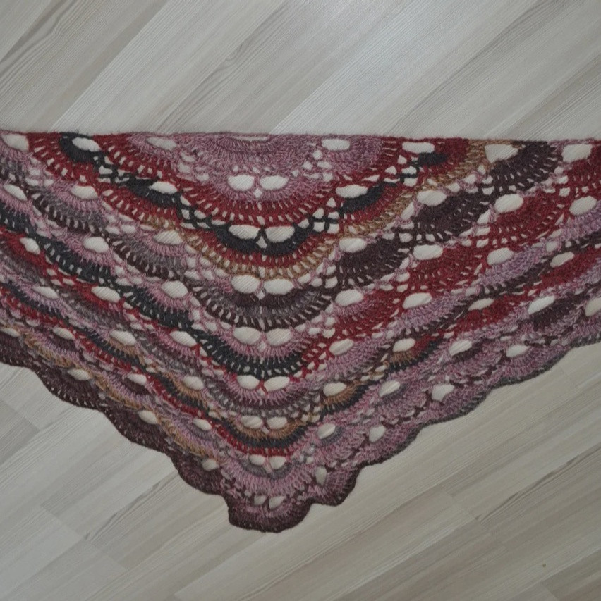 Бордовая шаль платок из мериноса - фото 2 - id-p72286187