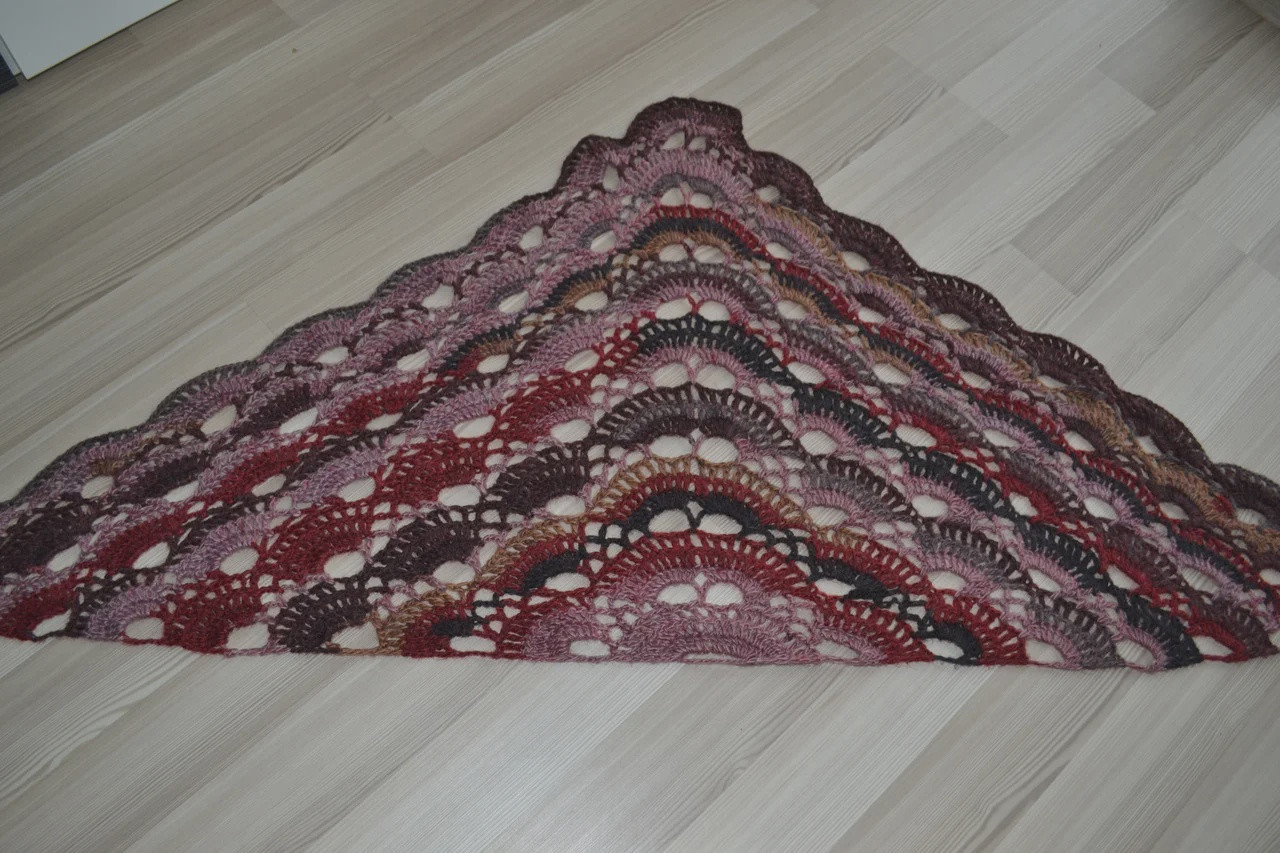 Бордовая шаль платок из мериноса - фото 9 - id-p72286187