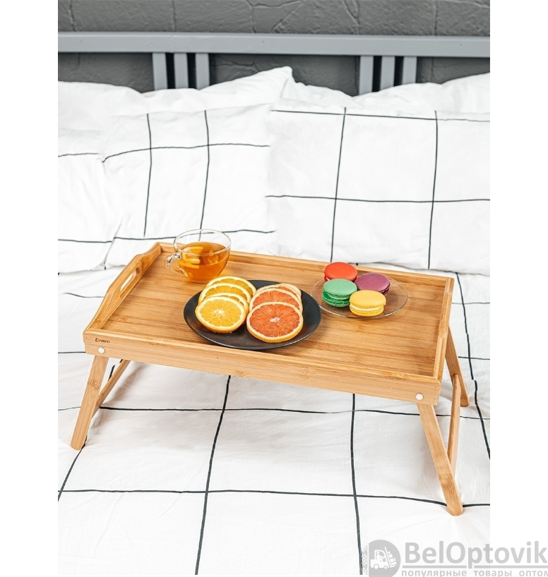 Деревянный сервировочный столик для завтрака в постель Table Тray / Складные ножки - фото 5 - id-p185028531