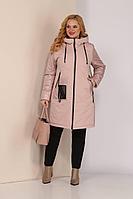 Женская осенняя розовая большого размера куртка Shetti 2072 пудра 48р.