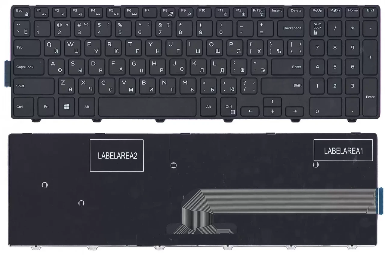 Клавиатура для ноутбука Dell Inspiron 15-3000, 15-5000, 3551, Vostro 3546, Latitude 3550 с рамкой, черная
