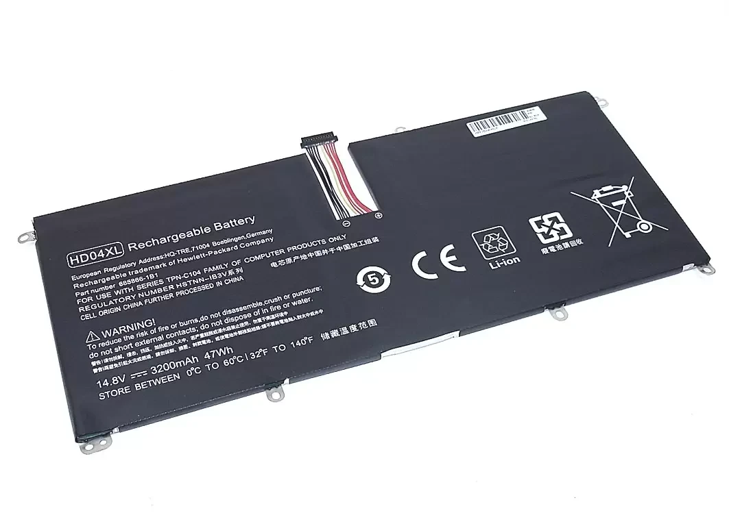 Аккумулятор (батарея) для ноутбука HP Envy Spectre XT 13-2120t (HD04-4S1P), 14.8В, 3200мАч, черный (OEM)