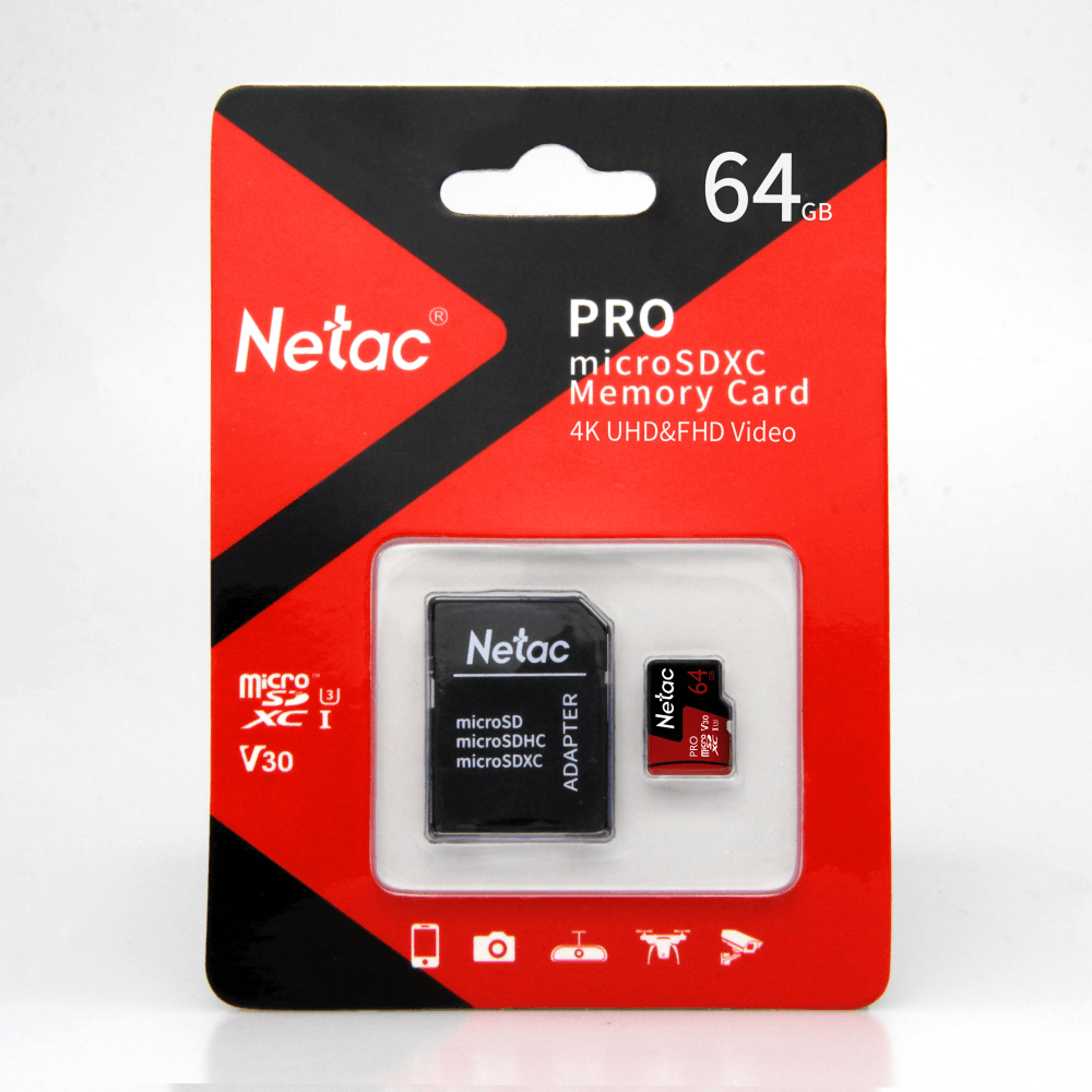 Карта памяти MicroSDXC 64GB Class 10 UHS-I (U3) (c адаптером) Netac Extreme Pro