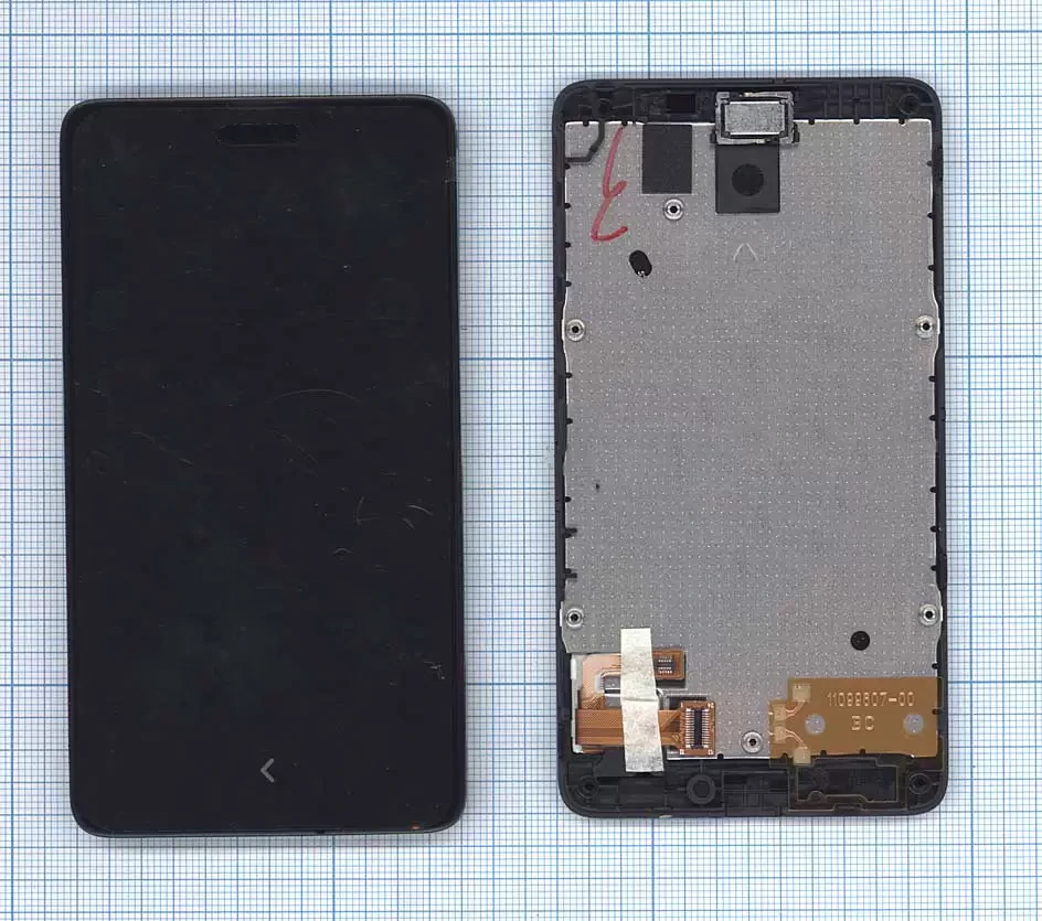 Модуль (матрица + тачскрин) для Nokia X, черный с рамкой