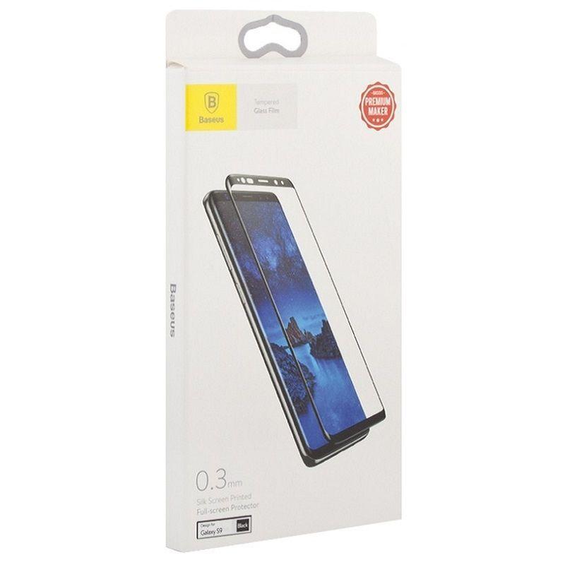Защитное стекло Baseus All-screen Arc-surface для Samsung Galaxy S9 (G960F) (черная рамка)