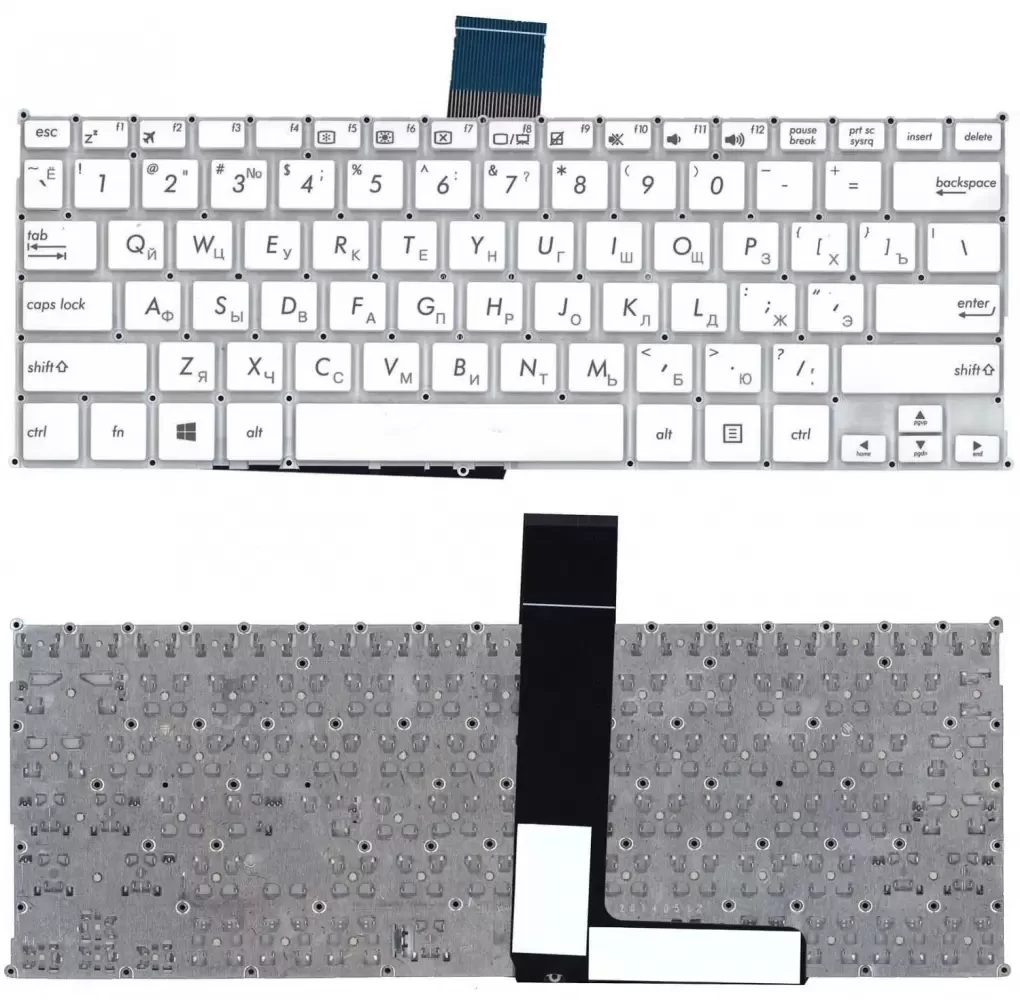 Клавиатура для ноутбука Asus F200CA, F200LA, F200MA, X200 белая, без рамки, плоский Enter - фото 1 - id-p125945423