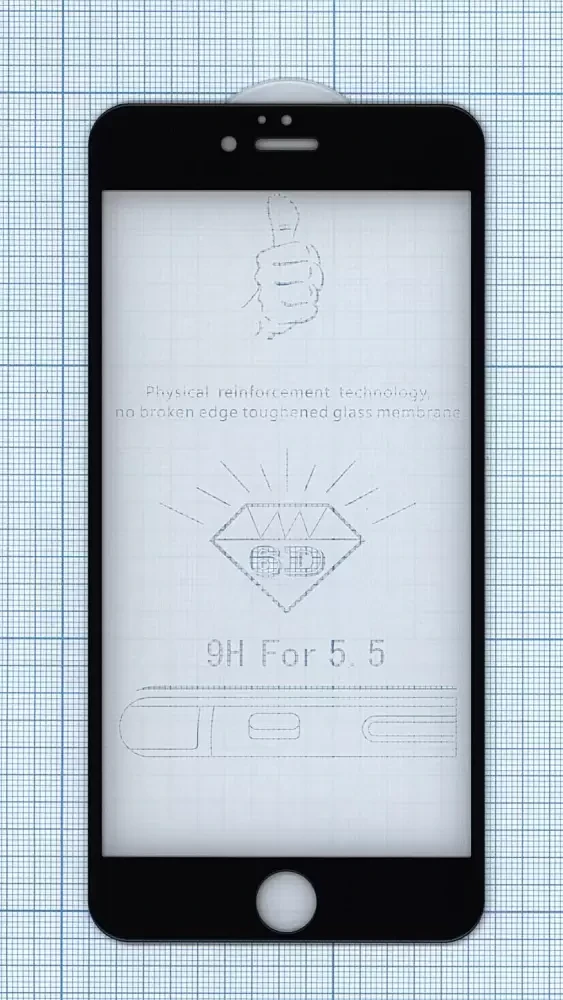 Защитное стекло 6D для Apple iPhone 6, 6S Plus, черное