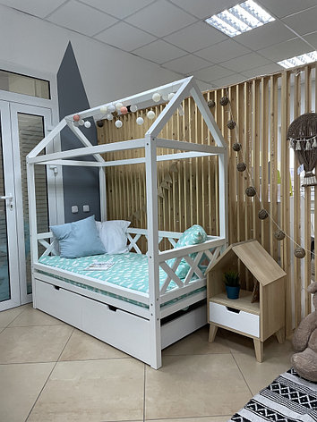 Кровать домик из массива сосны для детей и подростков "Kinder-lux 1" с ящиками, фото 2