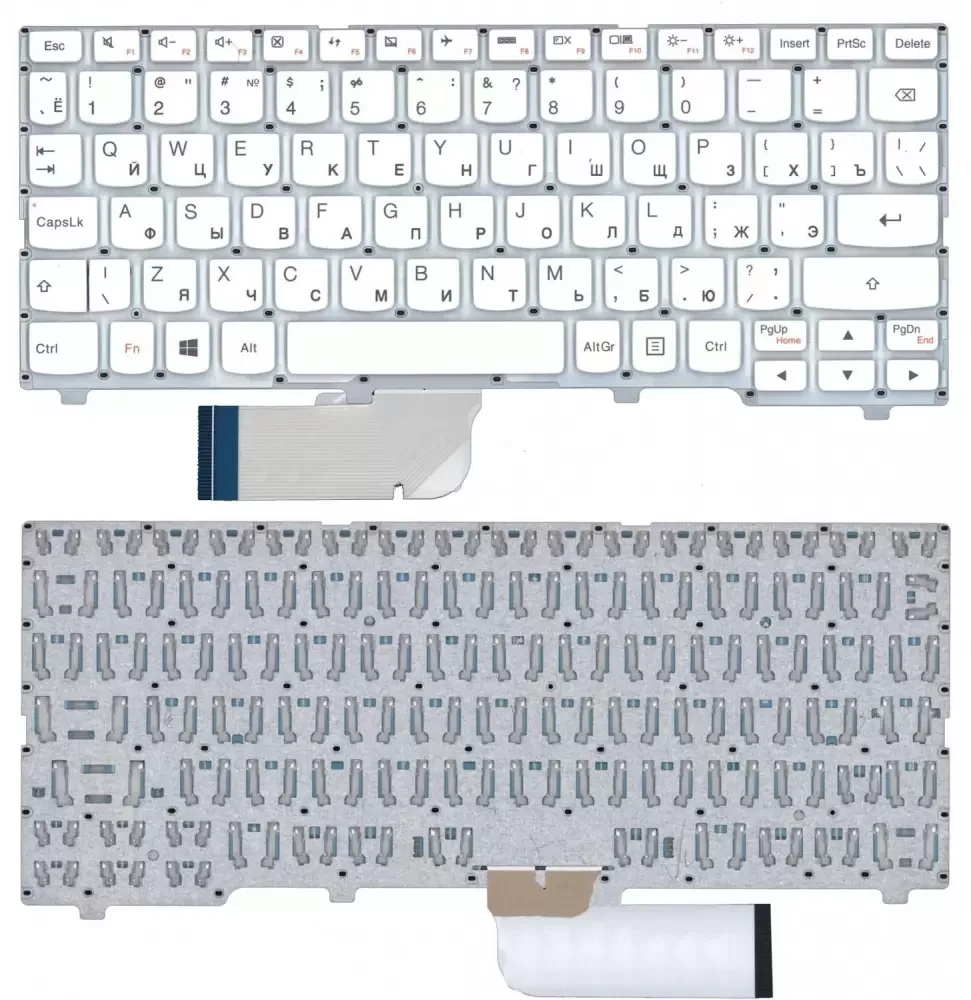 Клавиатура для ноутбука Lenovo IdeaPad 100S-11IBY, белая без рамки