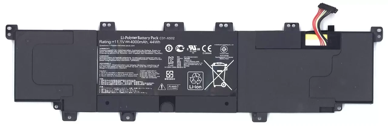 Аккумулятор (батарея) C31-X502 для ноутбука Asus PU500CA, S500CA, 4070мАч, 11.1VВ, Li-Pol, черный