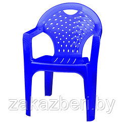Кресло со спинкой пластмассовое 58,5х54х80см, сиденье 34х40см, синий (Россия)