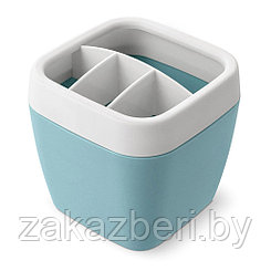 Подставка для зубных щеток пластмассовая "Эллиса" 10,4х10,4х9,9см, серо-бирюзовый (Россия)