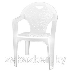 Кресло со спинкой пластмассовое 58,5х54х80см, сиденье 34х40см, белый (Россия)