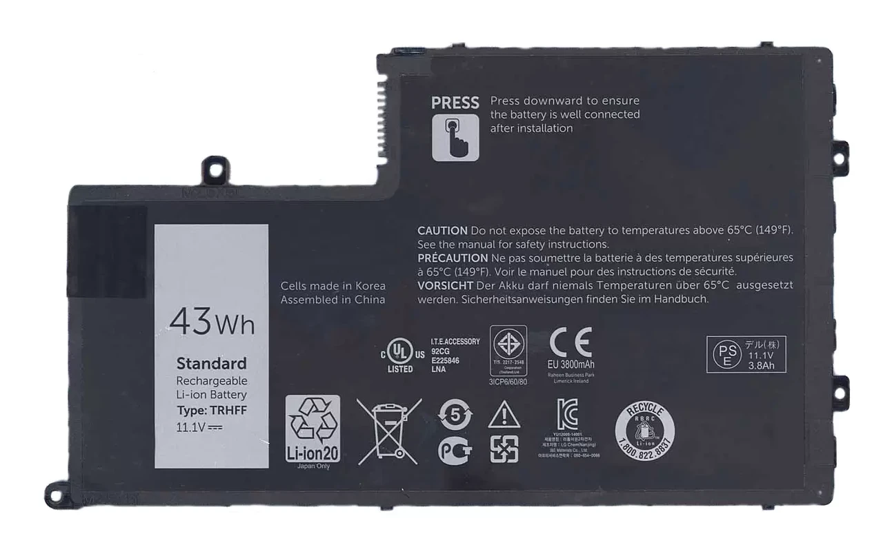 Аккумулятор (батарея) TRHFF для ноутбука Dell Inspiron 15-5547, 11.1В, 43Вт, 3800мАч, черный - фото 1 - id-p130658812