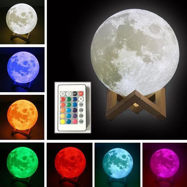 Лампа ночник Луна объемная 3 D Moon Lamp 15см, 7 режимов подсветки, пульт - фото 1 - id-p185037580