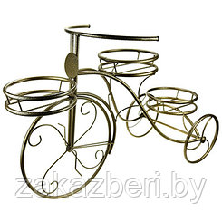 Стойка для цветов напольная "Велосипед 3" h49см, 70х30см, на 3 горшка д18см, металл, бронзовый антик (Россия)