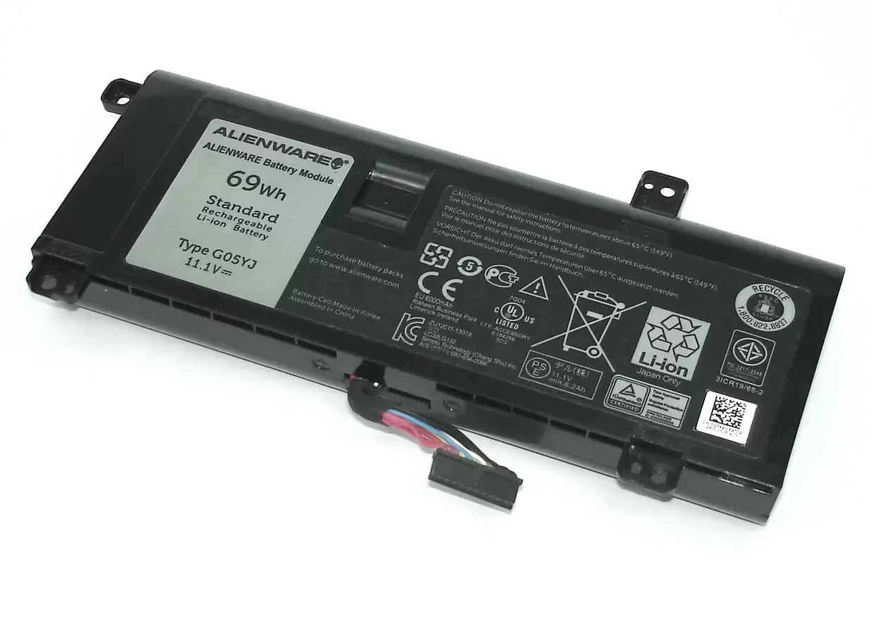 Аккумулятор (батарея) G05YJ для ноутбука Dell Alienware 14 6200мАч, 11.1В, черная