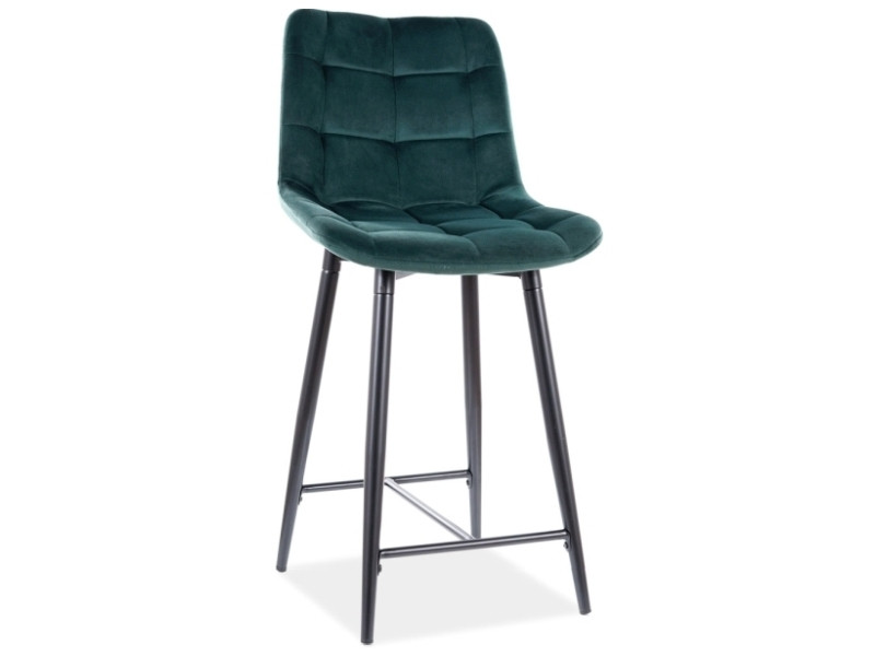 Полубарный стул Signal CHIC H-2 VELVET (зеленый/черный)