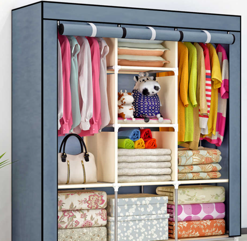 Складной каркасный тканевый шкаф Storage Wardrobe трехсекционный Цвета микс.Лучшая цена! - фото 3 - id-p185043284