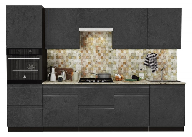 Кухня Бруклин 3.0 м (венге/бетон черный) - фото 1 - id-p185047468