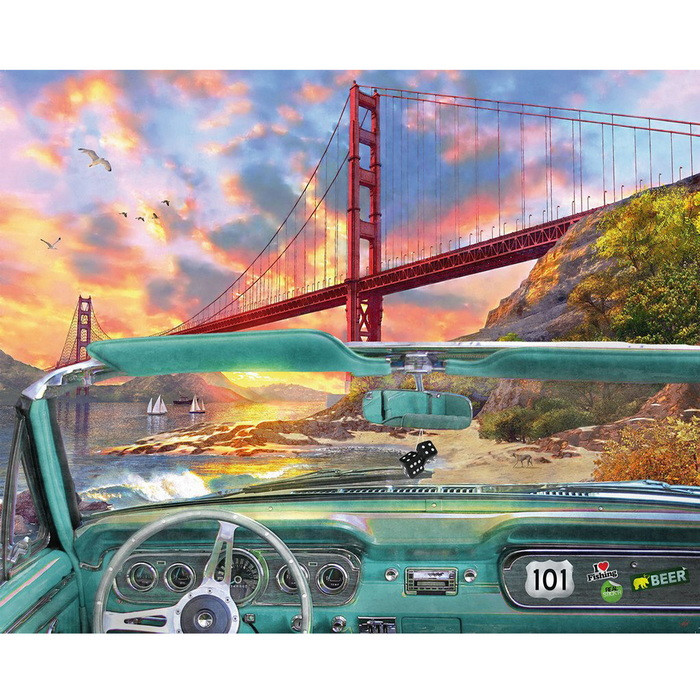 Алмазная мозаика 40*50см "Golden Gate Bridge", фото 1