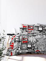 Комплект постельного белья полуторный их хлопка NS35 Лондон бязевое цветное с рисунком бязь