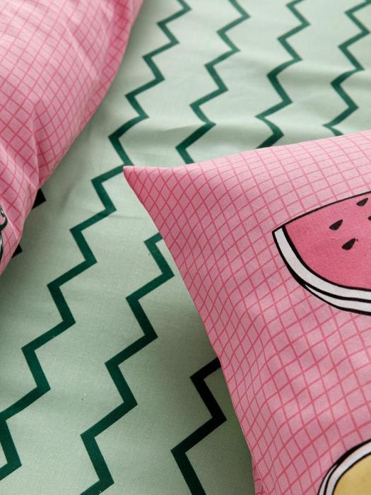Комплект постельного белья двуспальный NS21 розовое бязевое цветное с европростыней рисунком бязь - фото 4 - id-p184907098