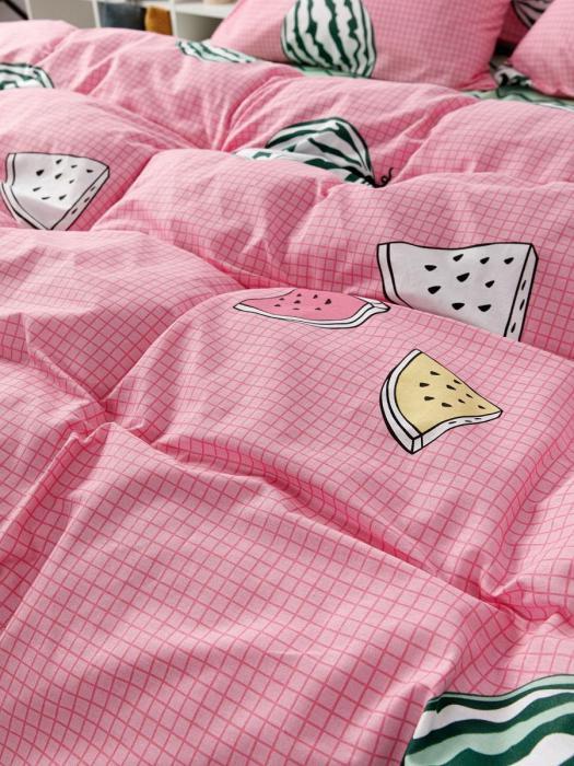 Комплект постельного белья двуспальный NS21 розовое бязевое цветное с европростыней рисунком бязь - фото 9 - id-p184907098