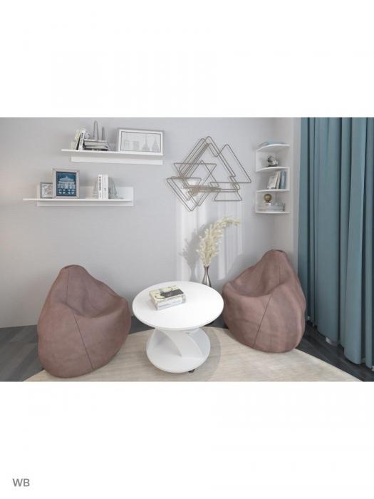 Стол журнальный на колесиках NS42 белый круглый столик чайный кофейный подкатной деревянный в гостинную - фото 5 - id-p184907104