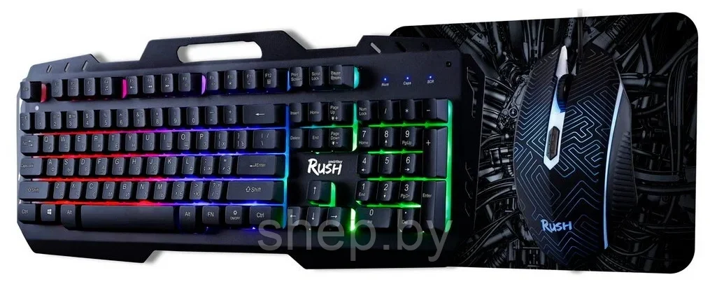 Комплект ИГРОВОЙ клавиатура+мышь+коврик Smartbuy RUSH Citadel черный (SBC-355553G-K) - фото 2 - id-p185051707