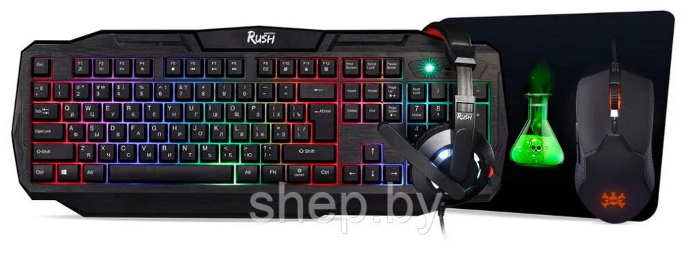 Комплект ИГРОВОЙ клавиатура+мышь+гарнитура+коврик Smartbuy RUSH Venom черный (SBC-775G-K) - фото 2 - id-p185051718