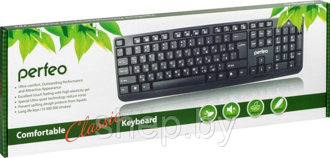 Клавиатура проводная Perfeo CLASSIC стандартная, USB, чёрная PF_3093 - фото 2 - id-p185051742
