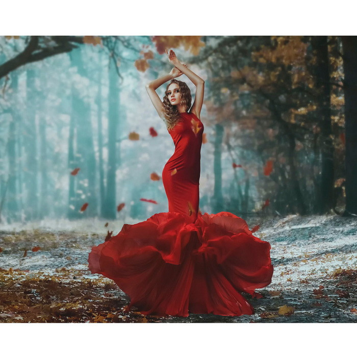 Алмазная мозаика 40*50см "Красное платье"