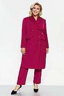 Женский летний красный деловой большого размера деловой костюм Pretty 2239 ягодный 56р.