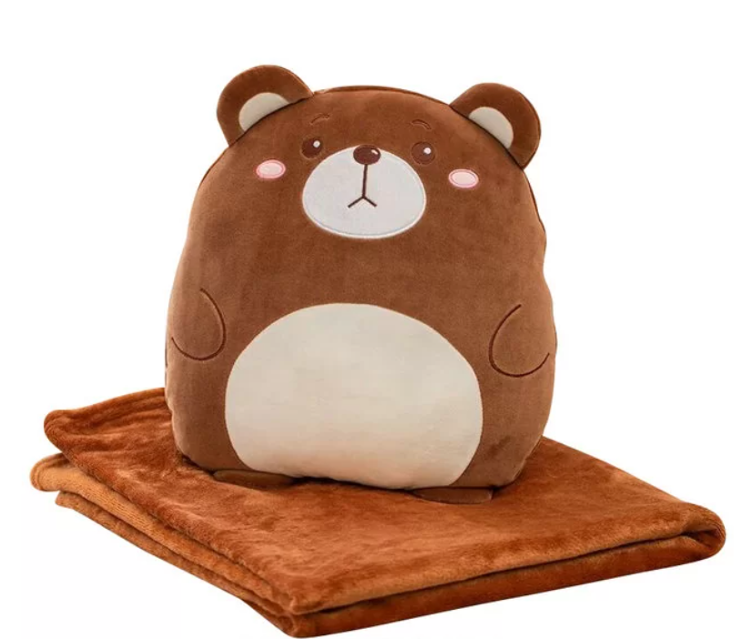 Мягкая игрушка-подушка Мишка с детским пледом (плед 170 × 100)