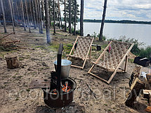 Шезлонг складной  деревянный, массив ольхи + ткань, фото 3