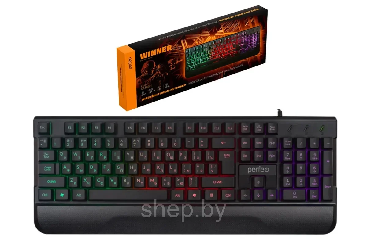 Клавиатура  Perfeo WINNER (игровая) Multimedia, (с подсветкой 3 цветов) USB, черная (PF_B4892)