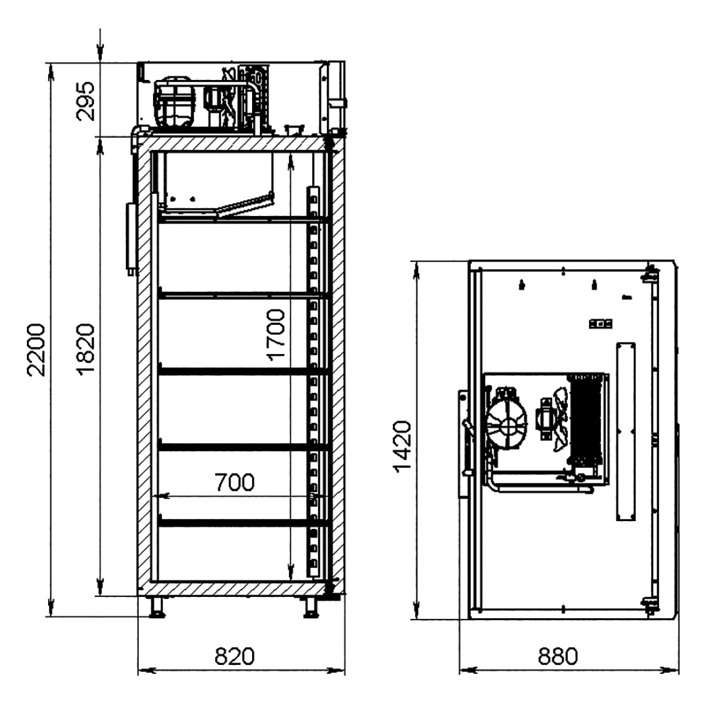 Шкаф холодильный Атеси F 1,4-S (глухая дверь) - фото 2 - id-p185067758