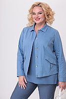 Женская летняя джинсовая синяя большого размера куртка Algranda by Новелла Шарм А3911-с 56р.
