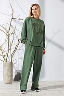 Женский осенний трикотажный зеленый спортивный спортивный костюм NiV NiV 2223 оливковый 44р.