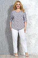Женская летняя большого размера блуза Медея и К 2155 бело-синяя 56р.