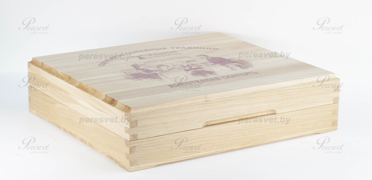 Коробка деревянная под Слуцкий пояс массив ольхи с нанесением рисунка - фото 2 - id-p185107365