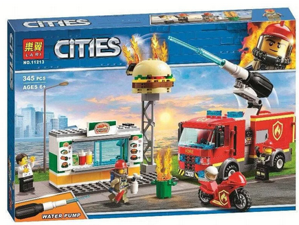 Детский Конструктор Lari City "Пожар в бургер-кафе", 345 деталей, аналог LEGO, арт.11213