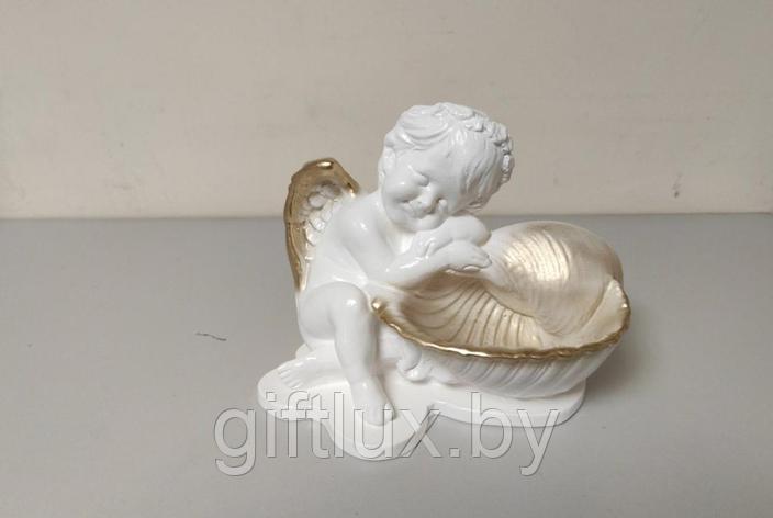 Ангел с ракушкой сувенир, гипс, 19*15 см, фото 2