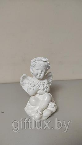 Ангелочек с букетом сувенир, гипс, 9*13 см, фото 2