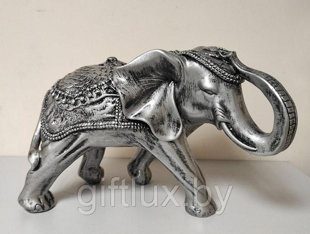 Слон индийский , гипс, 38*34 см серебро, фото 2