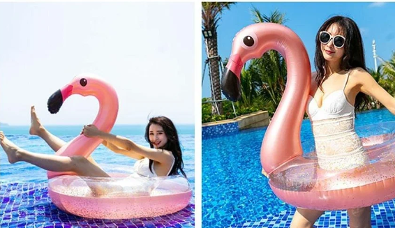 Надувной круг "Фламинго" с блестками 120 см - фото 6 - id-p185111252