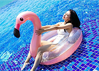 Надувной круг "Фламинго" с блестками 120 см
