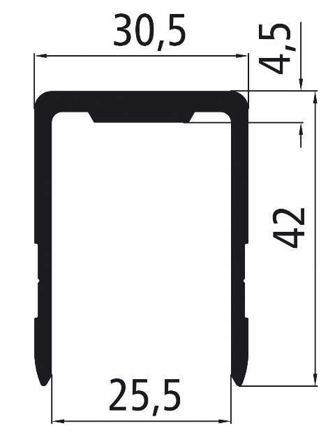 Алюминиевый профиль П-образный окантовка 621044. SUER, Германия